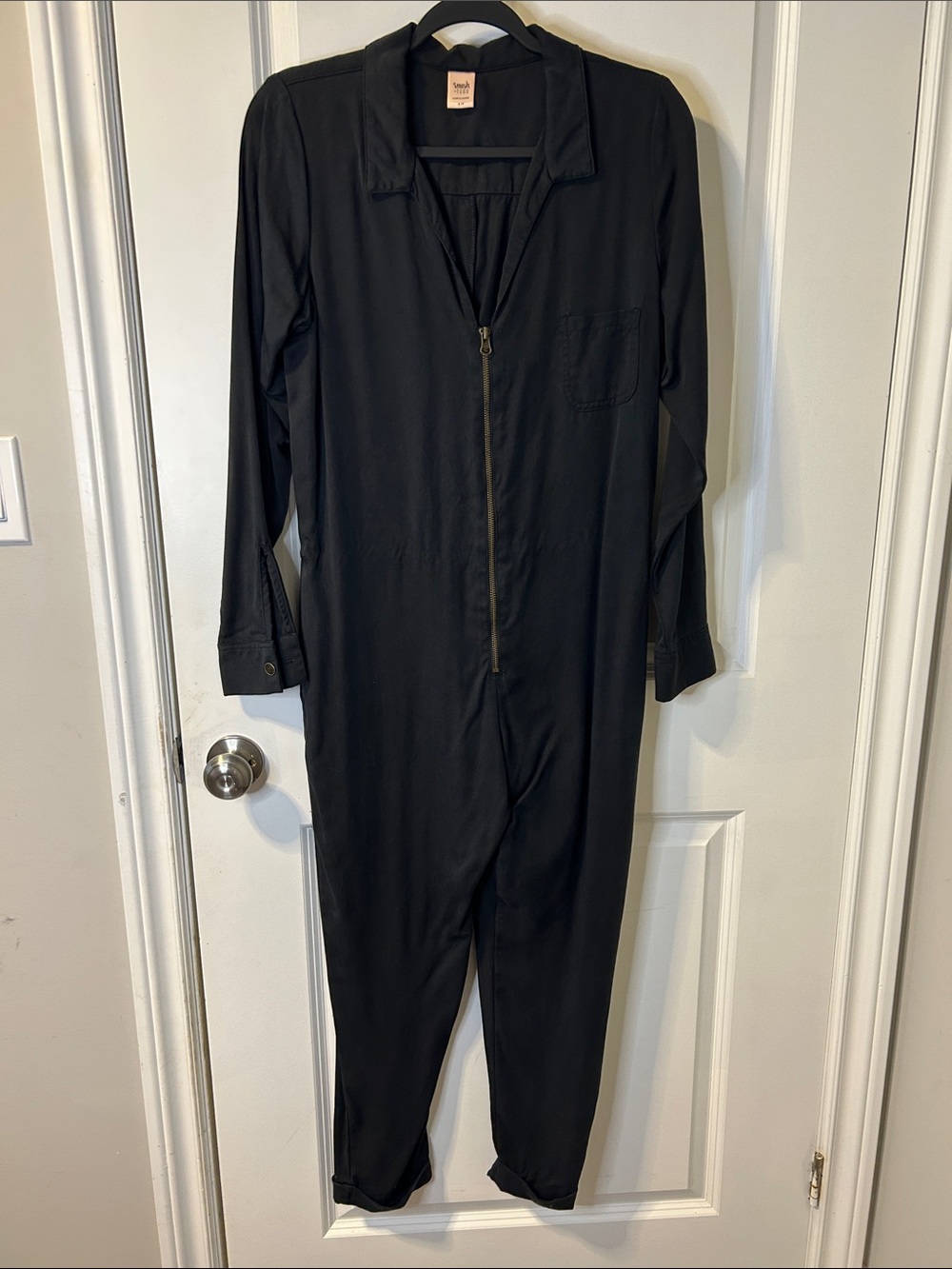 Smash + Tess Black Long-Sleeve Zip-Front Jumpsuit